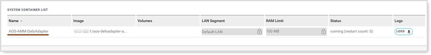 AOS-AMM-DelsAdapter status is running