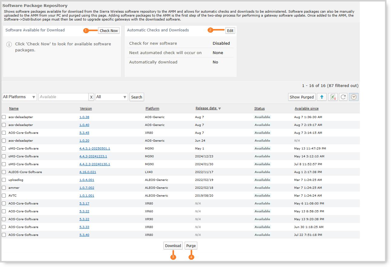Software Package Repository Screen