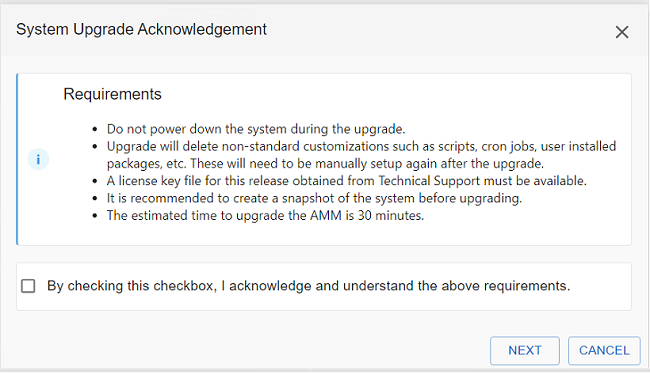 Sample System Upgrade Requirements Acknowledgement